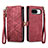 Custodia Portafoglio In Pelle Cover con Supporto S17D per Google Pixel 8 5G Rosso