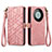 Custodia Portafoglio In Pelle Cover con Supporto S17D per Huawei Mate 60 Rosa