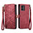 Custodia Portafoglio In Pelle Cover con Supporto S17D per Motorola Moto G14 Rosso
