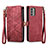 Custodia Portafoglio In Pelle Cover con Supporto S17D per Nokia G400 5G Rosso