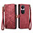 Custodia Portafoglio In Pelle Cover con Supporto S17D per Oppo Reno10 5G Rosso