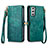 Custodia Portafoglio In Pelle Cover con Supporto S17D per Samsung Galaxy S21 FE 5G Verde