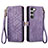 Custodia Portafoglio In Pelle Cover con Supporto S17D per Samsung Galaxy S22 5G Viola