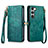 Custodia Portafoglio In Pelle Cover con Supporto S17D per Samsung Galaxy S22 Plus 5G Verde