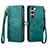 Custodia Portafoglio In Pelle Cover con Supporto S17D per Samsung Galaxy S24 5G Verde