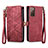 Custodia Portafoglio In Pelle Cover con Supporto S18D per Samsung Galaxy S20 FE (2022) 5G Rosso