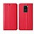 Custodia Portafoglio In Pelle Cover con Supporto T01 per Xiaomi Redmi Note 9 Rosso