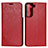 Custodia Portafoglio In Pelle Cover con Supporto T01D per Samsung Galaxy S21 5G Rosso