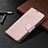 Custodia Portafoglio In Pelle Cover con Supporto T02 per Xiaomi Redmi Note 9 Oro Rosa