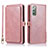 Custodia Portafoglio In Pelle Cover con Supporto T03 per Samsung Galaxy Note 20 5G Oro Rosa