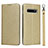 Custodia Portafoglio In Pelle Cover con Supporto T03 per Samsung Galaxy S10 Oro