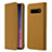 Custodia Portafoglio In Pelle Cover con Supporto T03 per Samsung Galaxy S10 Plus Arancione
