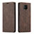 Custodia Portafoglio In Pelle Cover con Supporto T03 per Xiaomi Redmi Note 9S Marrone