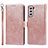 Custodia Portafoglio In Pelle Cover con Supporto T04D per Samsung Galaxy S21 5G Oro Rosa