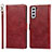 Custodia Portafoglio In Pelle Cover con Supporto T04D per Samsung Galaxy S21 5G Rosso