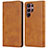 Custodia Portafoglio In Pelle Cover con Supporto T04D per Samsung Galaxy S22 Ultra 5G Marrone Chiaro