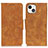 Custodia Portafoglio In Pelle Cover con Supporto T06 per Apple iPhone 13 Marrone Chiaro