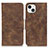 Custodia Portafoglio In Pelle Cover con Supporto T06 per Apple iPhone 15 Marrone