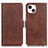 Custodia Portafoglio In Pelle Cover con Supporto T07 per Apple iPhone 13 Marrone