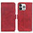 Custodia Portafoglio In Pelle Cover con Supporto T07 per Apple iPhone 13 Pro Max Rosso