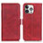 Custodia Portafoglio In Pelle Cover con Supporto T07 per Apple iPhone 14 Pro Max Rosso