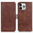 Custodia Portafoglio In Pelle Cover con Supporto T07 per Apple iPhone 16 Pro Marrone