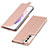 Custodia Portafoglio In Pelle Cover con Supporto T07D per Samsung Galaxy S21 Plus 5G Oro Rosa