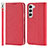 Custodia Portafoglio In Pelle Cover con Supporto T08D per Samsung Galaxy S21 FE 5G Rosso