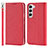 Custodia Portafoglio In Pelle Cover con Supporto T08D per Samsung Galaxy S21 Plus 5G Rosso