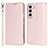 Custodia Portafoglio In Pelle Cover con Supporto T08D per Samsung Galaxy S22 5G Oro Rosa