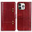 Custodia Portafoglio In Pelle Cover con Supporto T10 per Apple iPhone 14 Pro Max Rosso