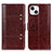 Custodia Portafoglio In Pelle Cover con Supporto T10 per Apple iPhone 15 Marrone