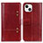 Custodia Portafoglio In Pelle Cover con Supporto T10 per Apple iPhone 15 Plus Rosso