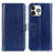 Custodia Portafoglio In Pelle Cover con Supporto T12 per Apple iPhone 14 Pro Blu