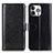 Custodia Portafoglio In Pelle Cover con Supporto T12 per Apple iPhone 16 Pro Max Nero