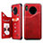 Custodia Portafoglio In Pelle Cover con Supporto T14 per Huawei Mate 30 Rosso