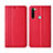 Custodia Portafoglio In Pelle Cover con Supporto T16 per Xiaomi Redmi Note 8 (2021) Rosso