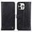 Custodia Portafoglio In Pelle Cover con Supporto T18 per Apple iPhone 15 Pro Max Nero