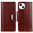 Custodia Portafoglio In Pelle Cover con Supporto T22 per Apple iPhone 13 Marrone