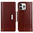 Custodia Portafoglio In Pelle Cover con Supporto T22 per Apple iPhone 14 Pro Max Marrone