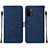 Custodia Portafoglio In Pelle Cover con Supporto Y01B per Oppo A93 5G Blu