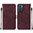 Custodia Portafoglio In Pelle Cover con Supporto Y01B per Oppo Reno6 5G Rosso Rosa