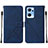 Custodia Portafoglio In Pelle Cover con Supporto Y01B per Oppo Reno7 5G Blu