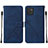 Custodia Portafoglio In Pelle Cover con Supporto Y01B per Samsung Galaxy A03 Blu