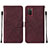 Custodia Portafoglio In Pelle Cover con Supporto Y01B per Samsung Galaxy A03s Rosso Rosa