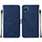 Custodia Portafoglio In Pelle Cover con Supporto Y01B per Samsung Galaxy A12 5G Blu