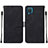 Custodia Portafoglio In Pelle Cover con Supporto Y01B per Samsung Galaxy F12 Nero