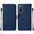 Custodia Portafoglio In Pelle Cover con Supporto Y01B per Vivo iQOO U1 Blu