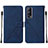 Custodia Portafoglio In Pelle Cover con Supporto Y01B per Vivo iQOO Z3 5G Blu