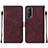 Custodia Portafoglio In Pelle Cover con Supporto Y01B per Vivo iQOO Z3 5G Rosso Rosa